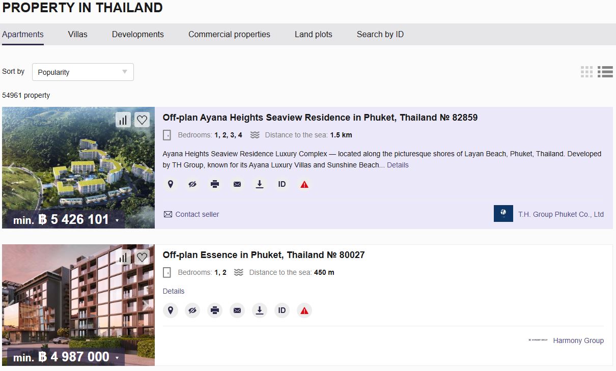 Property with Priority+, list view