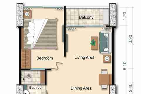 คอนโดมิเนียมในพัทยา, ประเทศไทย, 1 ห้องนอน № 208934 - รูปถ่าย 9