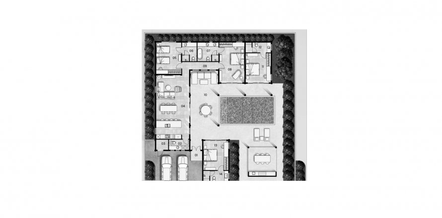 Планировка Виллы «4BR-8» 4 спальни в ЖК Valentine Village