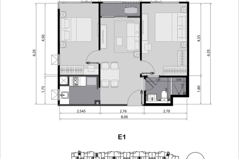 Condo à Bangkok, Thaïlande, 2 chambres  № 186170