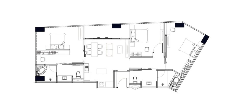 Планировка Квартиры «3BR-14» 3 спальни в ЖК 8 Atelier Residence