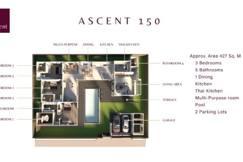 Вилла в Паттайе, Таиланд с 3 спальнями  № 165508 - фото 7