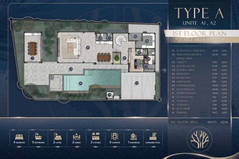 Вилла в Паттайе, Таиланд с 4 спальнями  № 170095 - фото 5