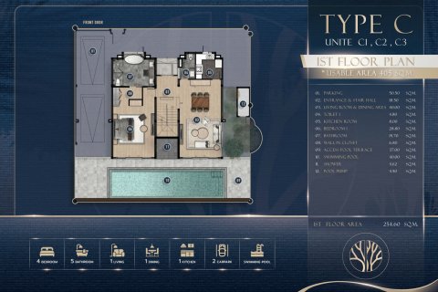 Вилла в Паттайе, Таиланд с 4 спальнями  № 170093 - фото 16