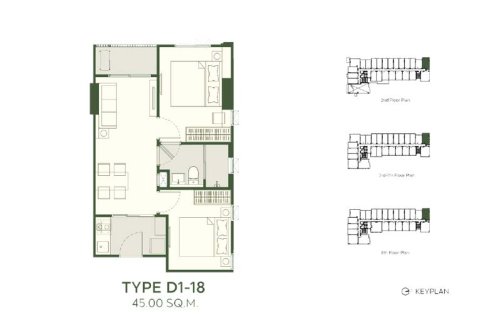 Кондоминиум с 2 спальнями в Бангкоке, Таиланд № 170090 - фото 14