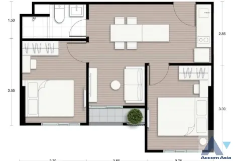Eigentumswohnung in Huai Khwang, Bangkok, Thailand, 2 Schlafzimmer № 219764 - Foto 3