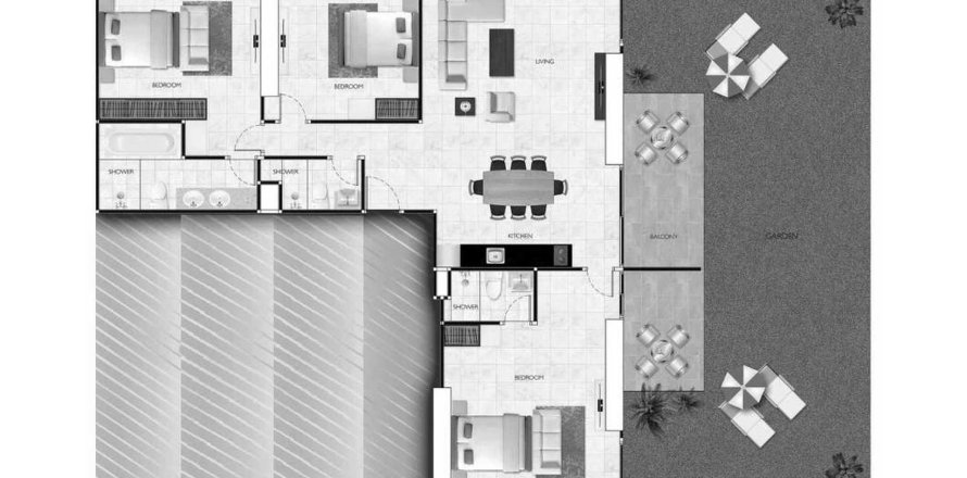 Планировка Квартиры «TYPE V-3B-B» 3 спальни в ЖК Resell Grand Solair