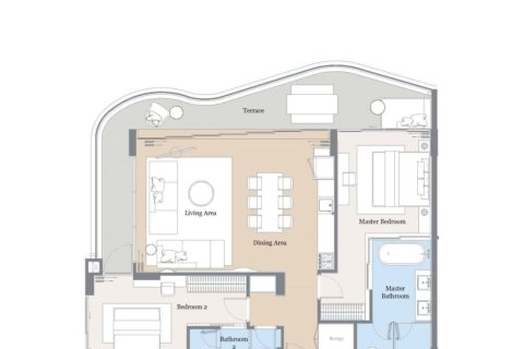 Квартира в Банг Тао, Таиланд с 2 спальнями  № 165944 - фото 13