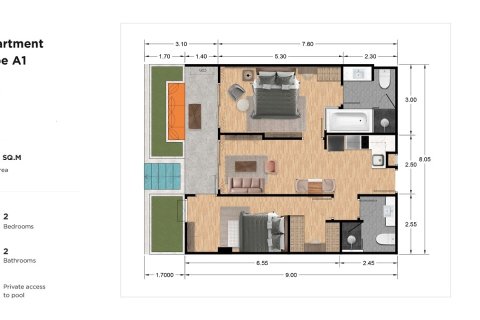 Eigentumswohnung in Rawai, Thailand, 2 Schlafzimmer  № 222696 - Foto 15