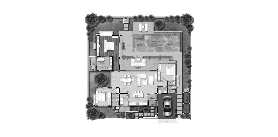 Планировка Виллы «3BR-8» 3 спальни в ЖК Botanica Luxury Krabi