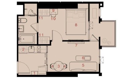 Studio dans le Condo à Watthana, Bangkok, Thaïlande  № 160609 - photo 8