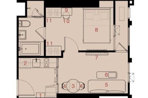 Studio dans le Condo à Watthana, Bangkok, Thaïlande  № 160609 - photo 7