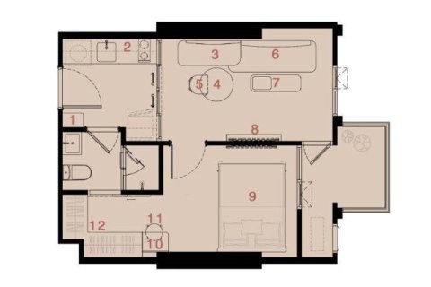 Studio dans le Condo à Watthana, Bangkok, Thaïlande  № 160609 - photo 6