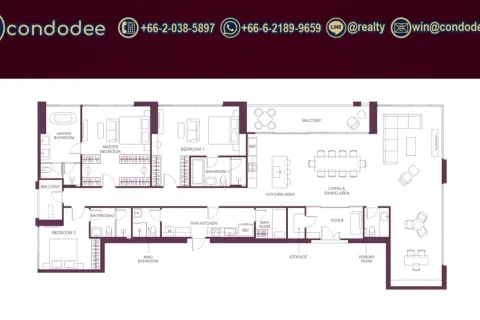 Eigentumswohnung in Bang Rak, Bangkok, Thailand, 3 Schlafzimmer № 220542 - Foto 3