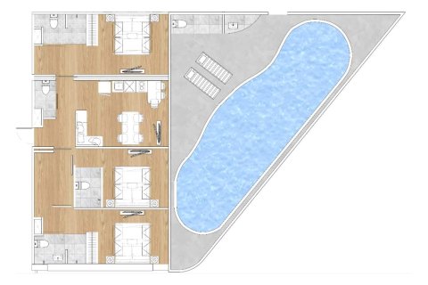 Пентхаус в Банг Тао, Таиланд с 3 спальнями  № 166831