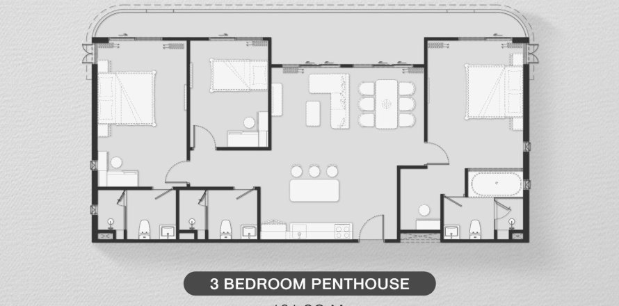 Penthouse floor plan «Biancana», 3 bedrooms in Biancana