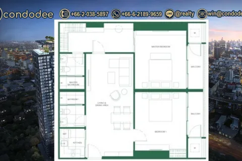 Condo à Ratchathewi, Bangkok, Thaïlande, 2 chambres  № 201367 - photo 13