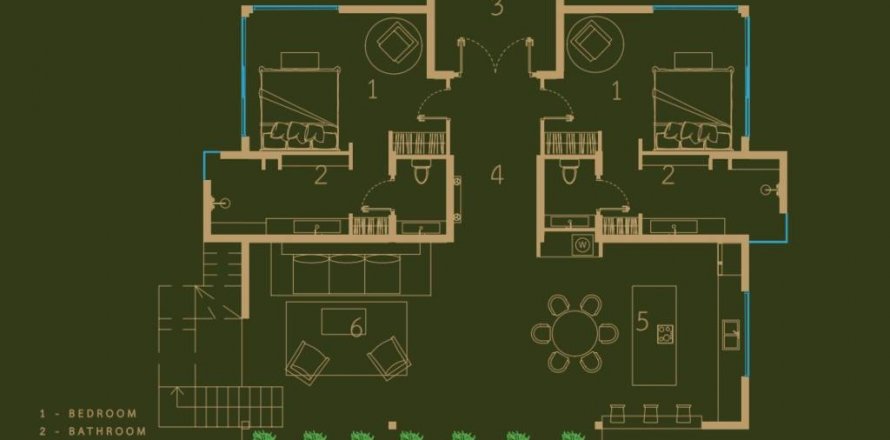 Вилла в Сураттхани, Таиланд с 2 спальнями  № 114139