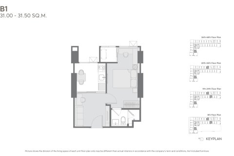 Eigentumswohnung in Bangkok, Thailand, 1 Schlafzimmer № 222578 - Foto 5