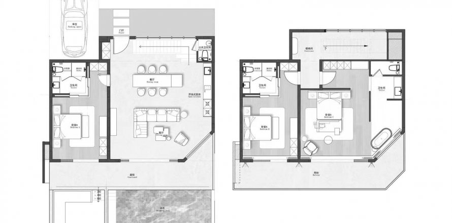 Планировка Виллы «3BR-51» 3 спальни в ЖК Vanya Sicily Sea View Villa