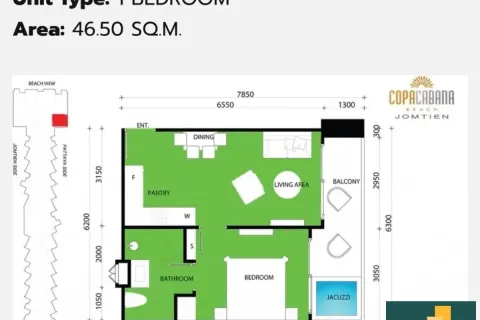 Condominio de 1 dormitorio en Jomtien Beach, Pattaya, Tailandia № 210935 - foto 8