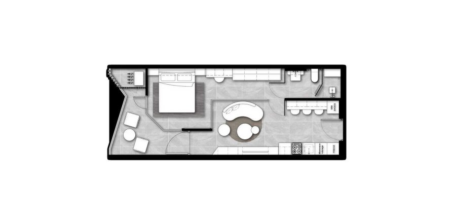 Apartment floor plan «TYPE A», 1 bedroom in Citygate de Phuket