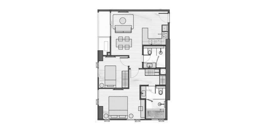Condominium floor plan «2BR-8», 2 bedrooms in Muniq Sukhumvit 23