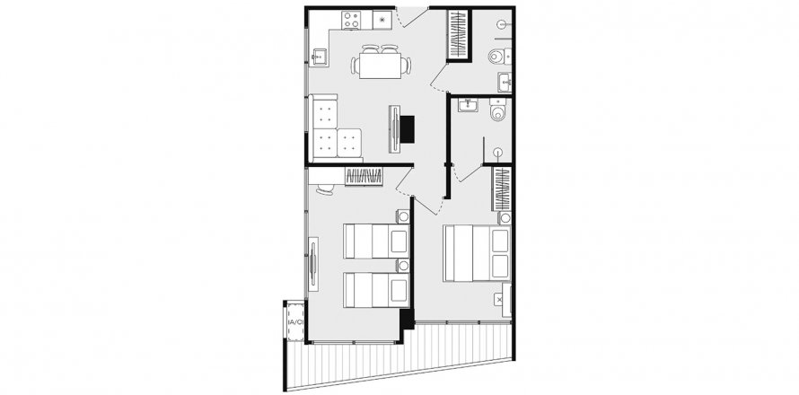 Планировка Кондоминиума «2BR-1» 2 спальни в ЖК Dominion Rawai