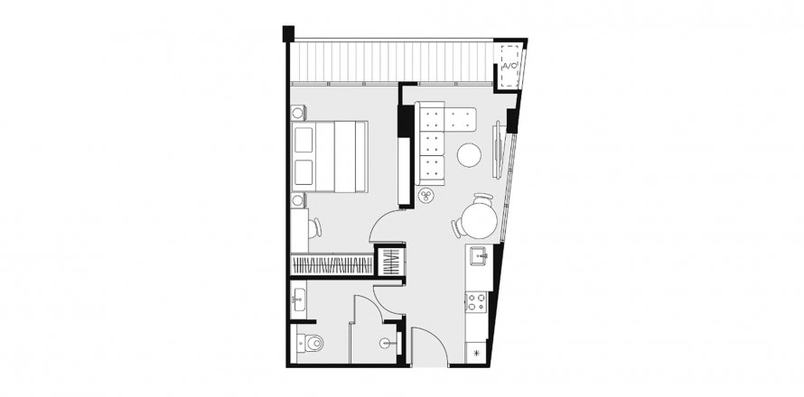 Планировка Кондоминиума «1BR-1» 1 спальня в ЖК Dominion Rawai