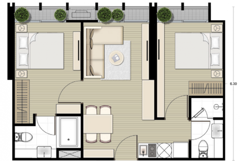 Condo à Watthana, Bangkok, Thaïlande, 2 chambres  № 137362 - photo 14