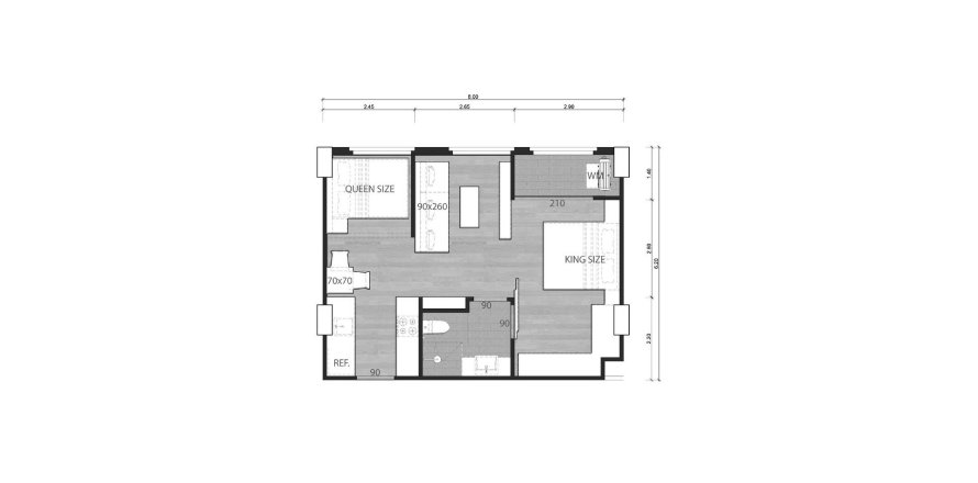 Condominium floor plan «Above Element Condominium», 2 bedrooms in Above Element Condominium