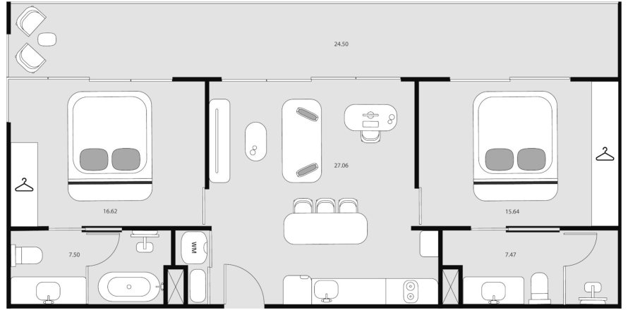 Condominium floor plan «Essence », 2 bedrooms in Essence