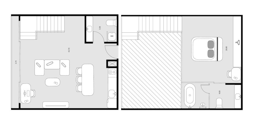 Duplex floor plan «Essence », 1 bedroom in Essence