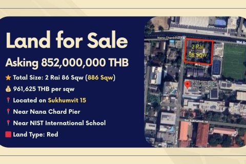 Земельный участок в Ваттхане, Бангкок, Таиланд 3544м2  № 163120
