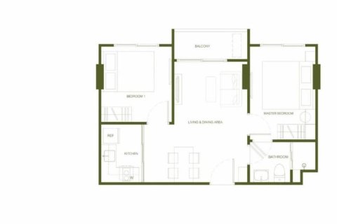 Кондоминиум с 2 спальнями в Банг Тао, Таиланд № 158762