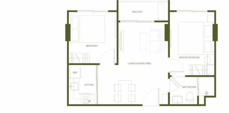 Кондоминиум с 2 спальнями в Банг Тао, Таиланд № 158762