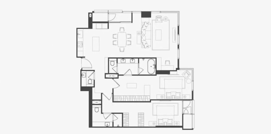 Планировка Квартиры «2BR-45» 2 спальни в ЖК The Residences 38