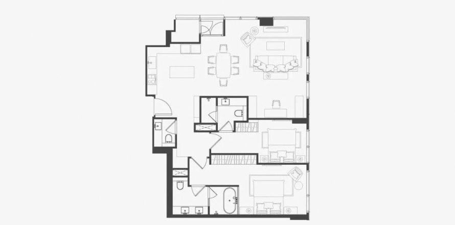 Планировка Квартиры «2BR-43» 2 спальни в ЖК The Residences 38