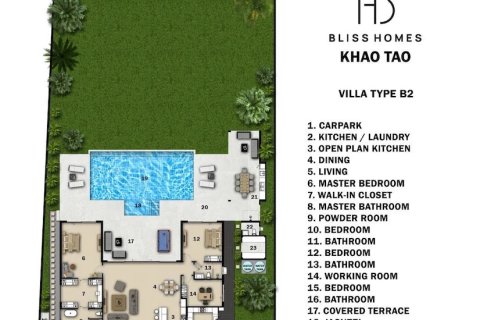 Villa in Hua Hin, Thailand 4 Schlafzimmer № 222589 - Foto 16