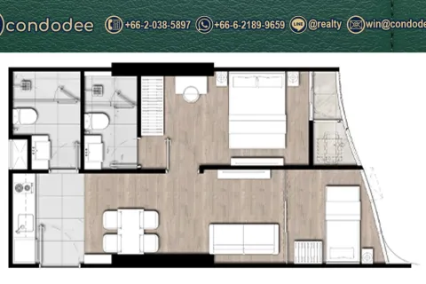 Eigentumswohnung in Watthana, Bangkok, Thailand, 2 Schlafzimmer № 220528 - Foto 4