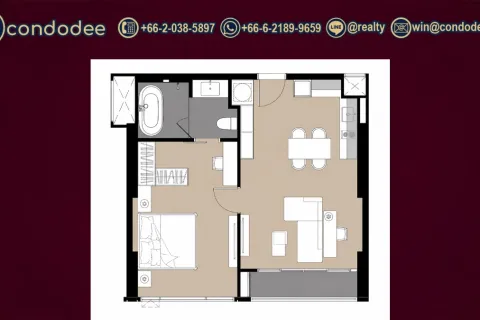 Eigentumswohnung in Bangkok, Thailand, 1 Schlafzimmer № 220532 - Foto 6