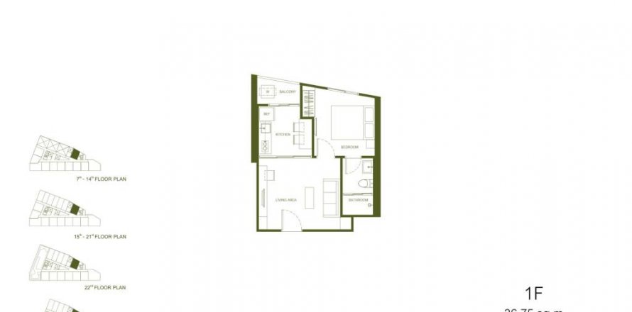 Condo à Huai Khwang, Bangkok, Thaïlande, 1 chambre  № 135264