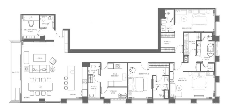 Hors-plan InterContinental Residences Bangkok Asoke à Bangkok, Thaïlande № 163648 - photo 1