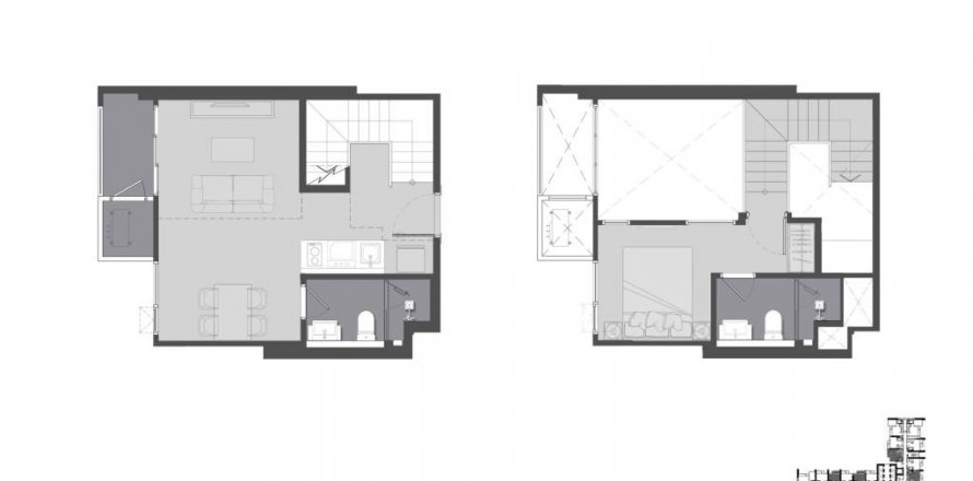 Дуплекс в Бангкоке, Таиланд с 1 спальней  № 114260