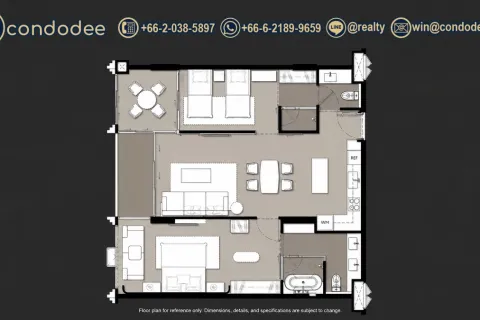 Condo in Bangkok, Thailand, 2 bedrooms  № 234010 - photo 5
