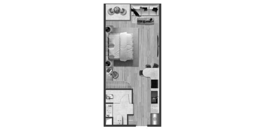 Планировка Квартиры «1R-7» 1 комната в ЖК Andaman Atrium