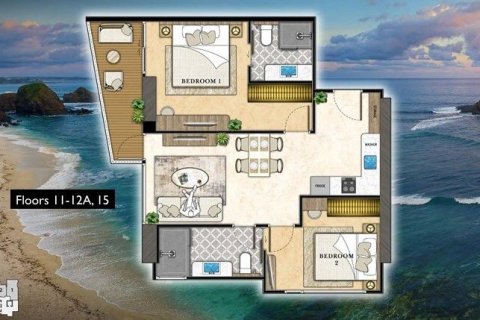 Condo à Pattaya, Thaïlande, 2 chambres  № 171292 - photo 6