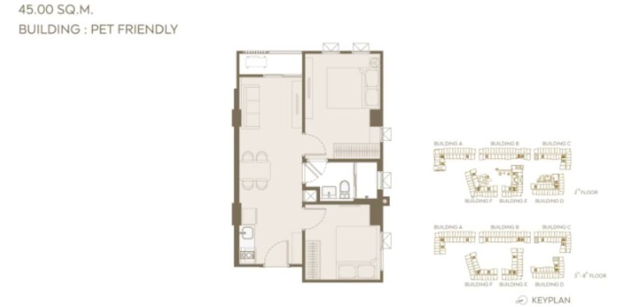Кондоминиум с 2 спальнями в Бангне, Бангкок, Таиланд № 150469