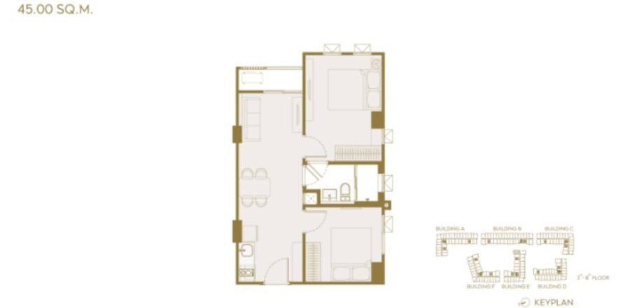 Кондоминиум с 2 спальнями в Бангне, Бангкок, Таиланд № 150470