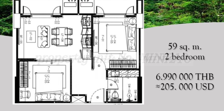 Condo in Phuket, Thailand, 2 bedrooms  № 161627